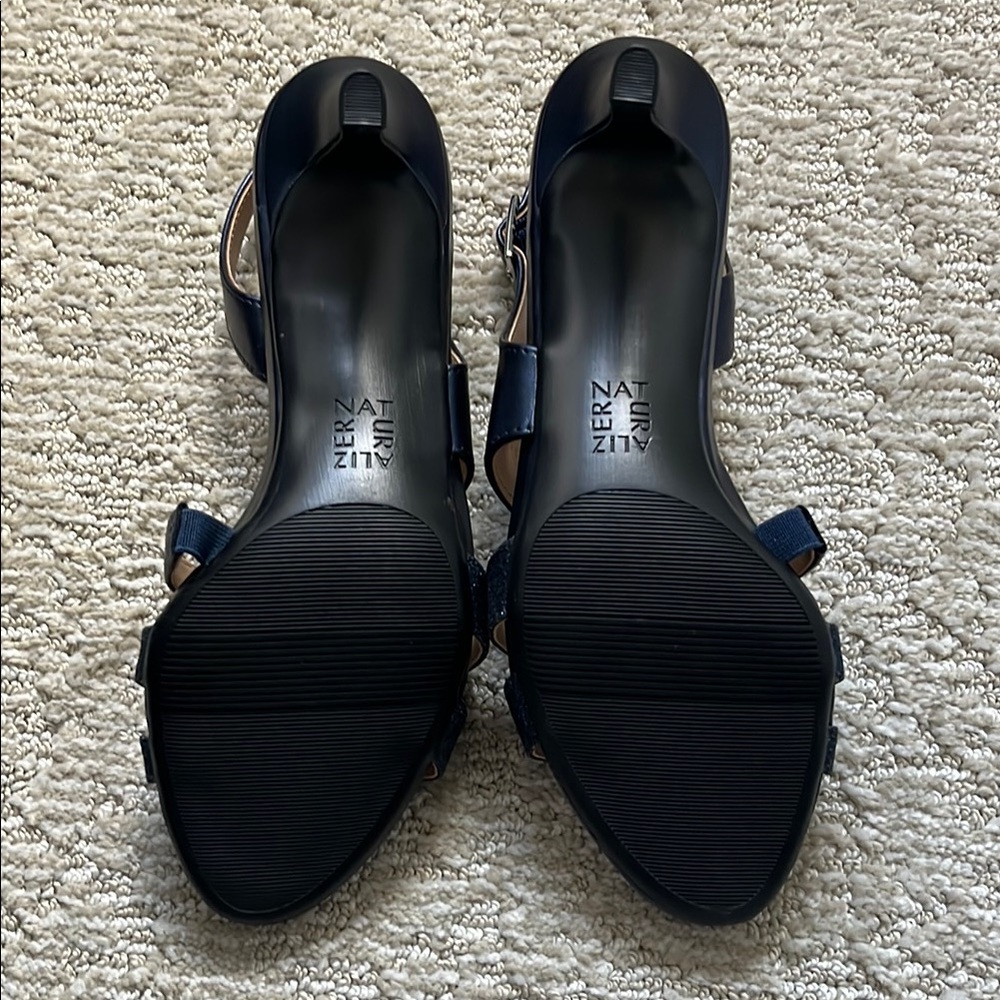 Naturalizer Women's Navy Blue Shimmer Strappy Sandals - Picture 2 of 5